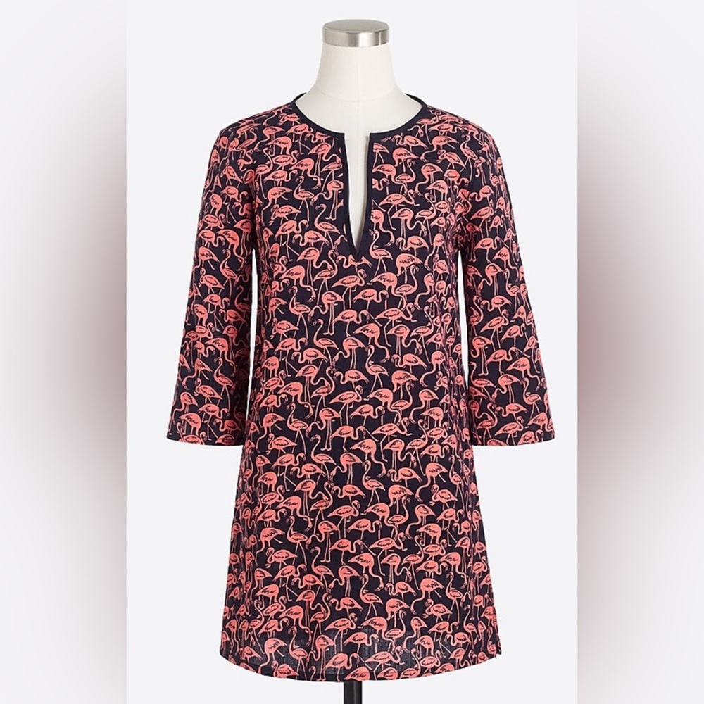 J Crew Tissue Tunic in Flamingo pattern